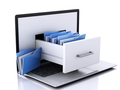 ERP document management system with digital file organization.